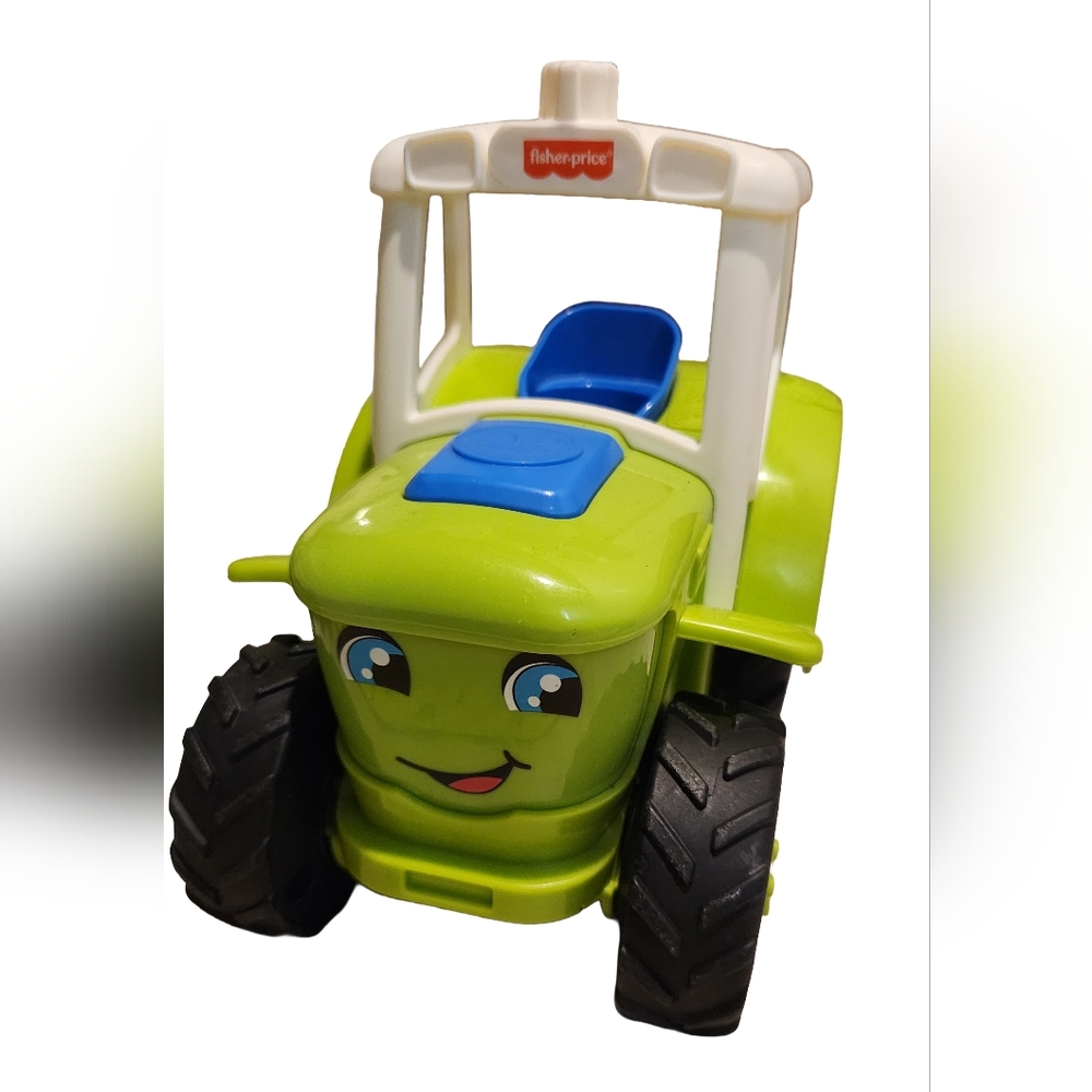 Fisher Price Little People Green Farm Tractor with Trailer Playset Toddler Toy - Picture 3 of 5